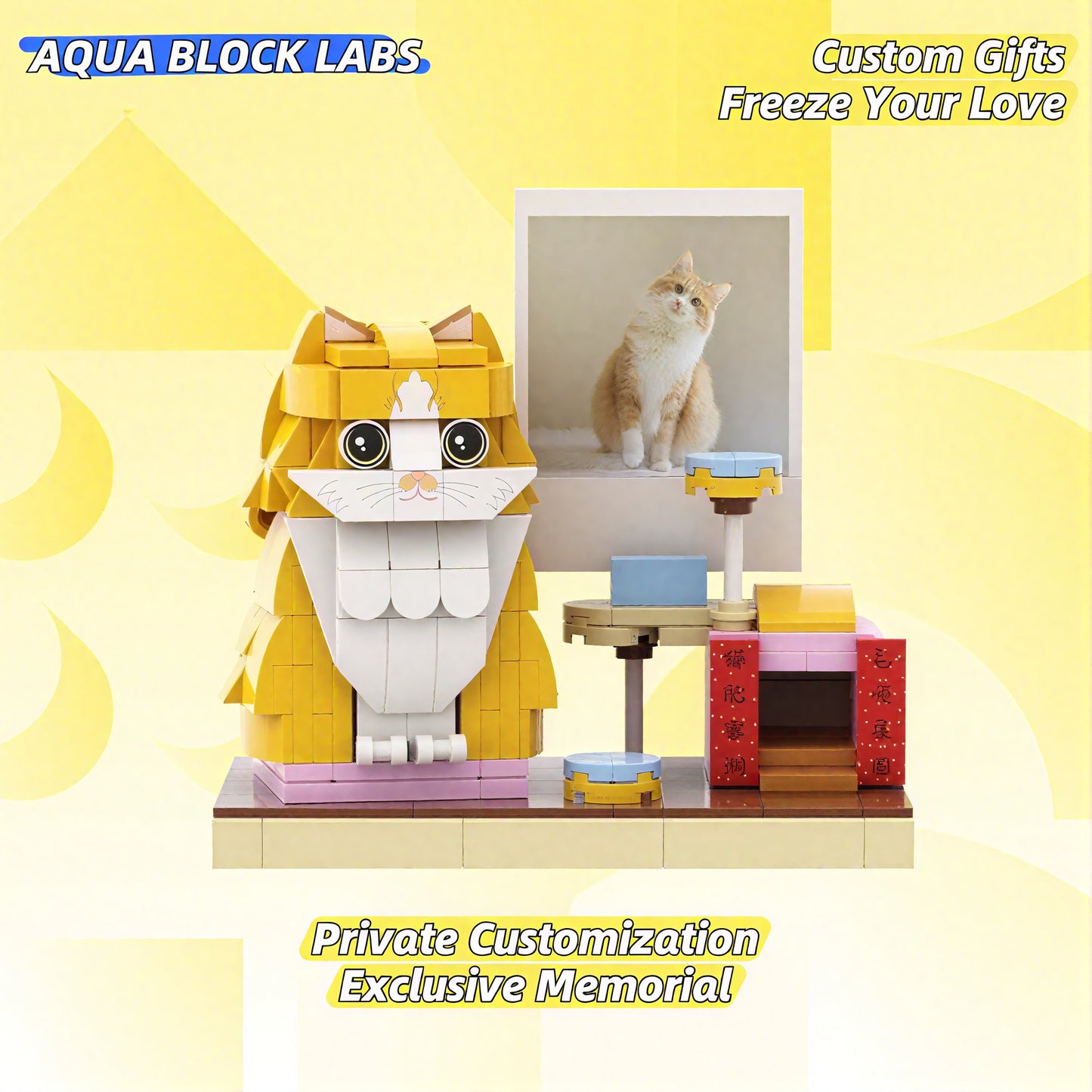 Custom Cat Building Set - Photo Building Block Figurine