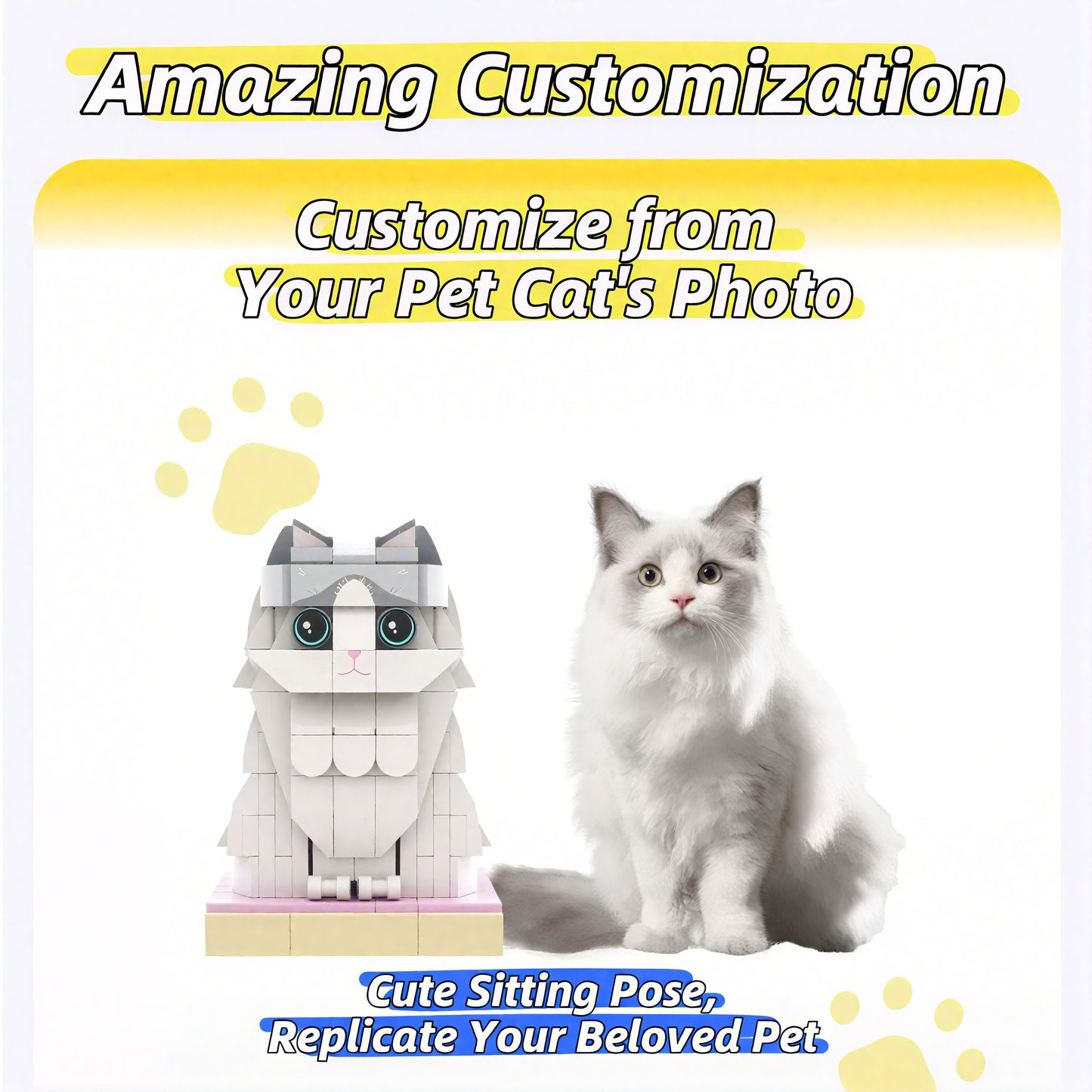 Custom Cat Building Set - Photo Building Block Figurine