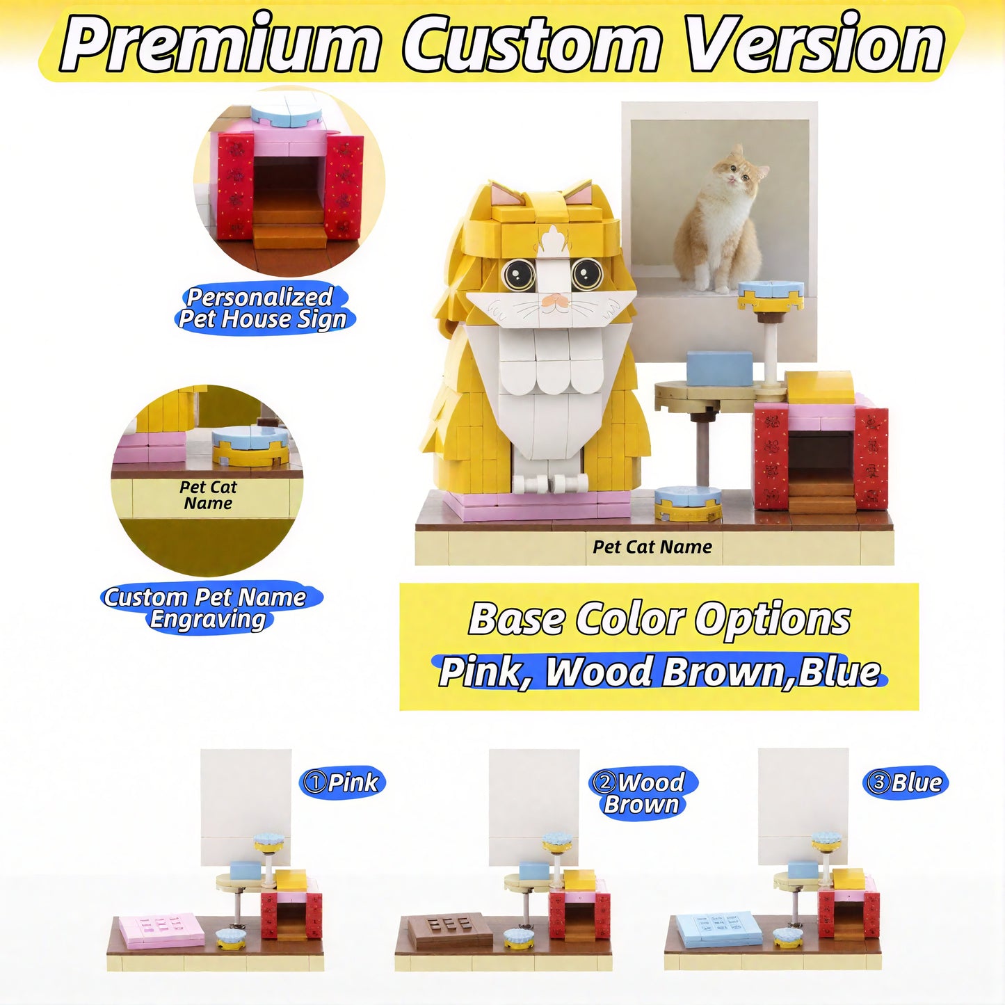 Custom Cat Building Set - Photo Building Block Figurine