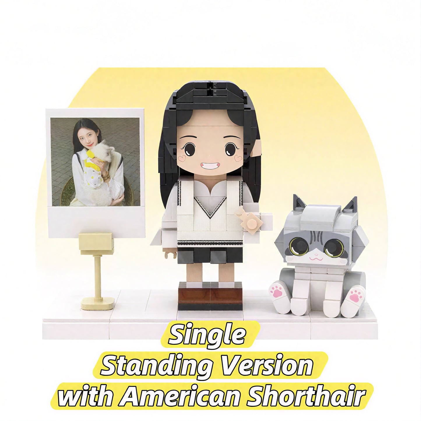 Custom Pet Lover Gift - Cat Photo Building Block Figurine