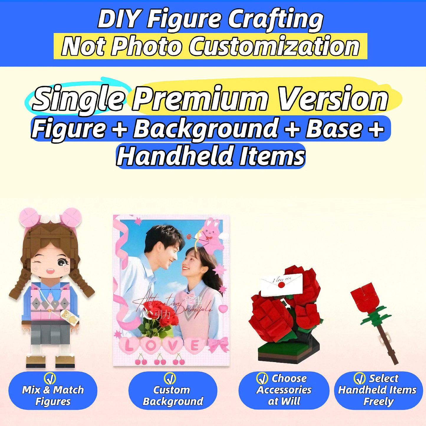 Anniversary Gift for Her-DIY Couple Photo Building Block Figurine