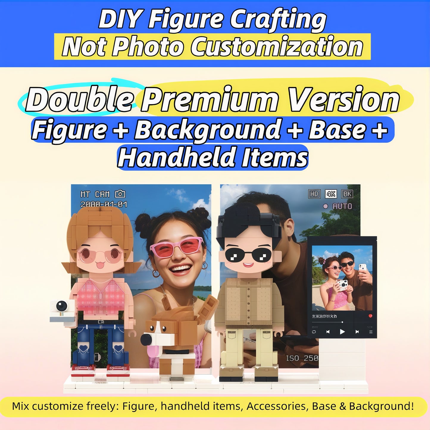 Anniversary Gift for Her-DIY Couple Photo Building Block Figurine