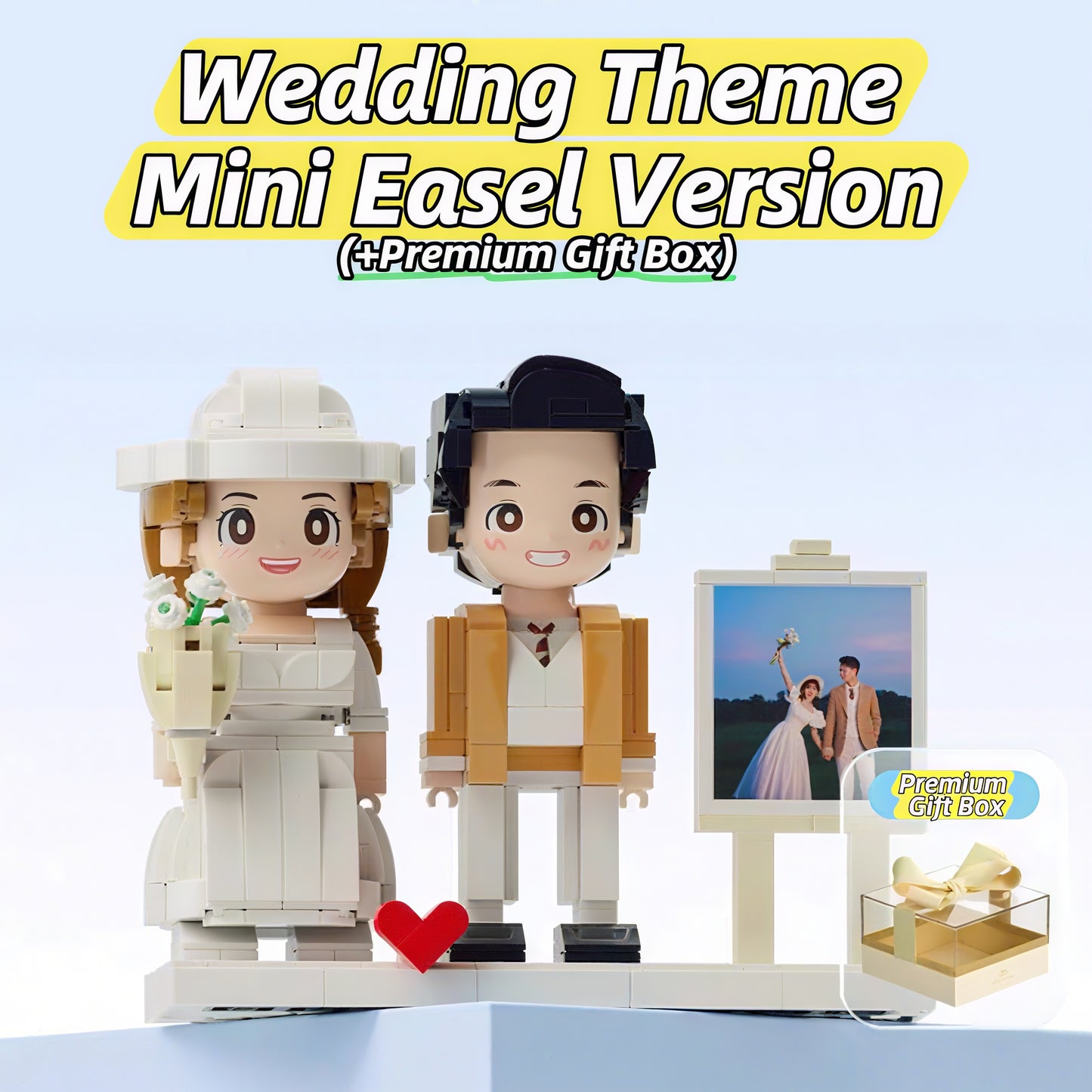 Wedding Gift for Newlyweds - Custom Couple Wedding Photo Building Block Figurine