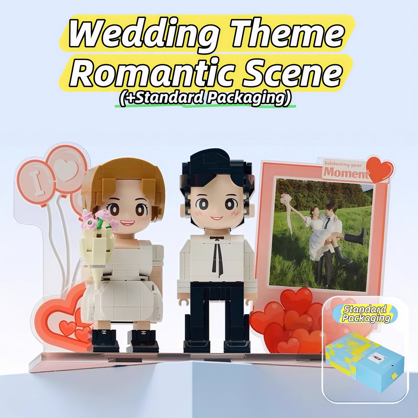 Wedding Gift for Newlyweds - Custom Couple Wedding Photo Building Block Figurine