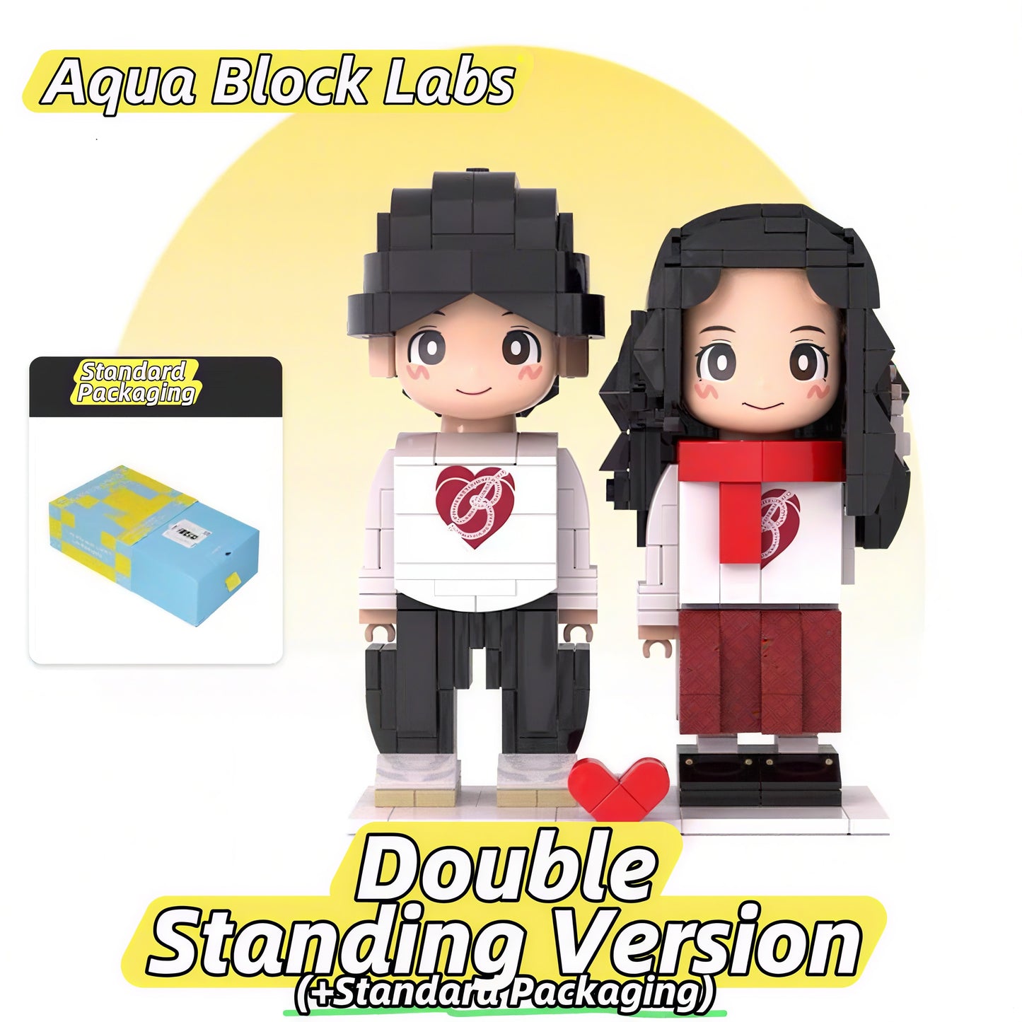 His & Hers Custom Photo Building Blocks Figurine- Personalized Love Figurine Set | Anniversary Gift