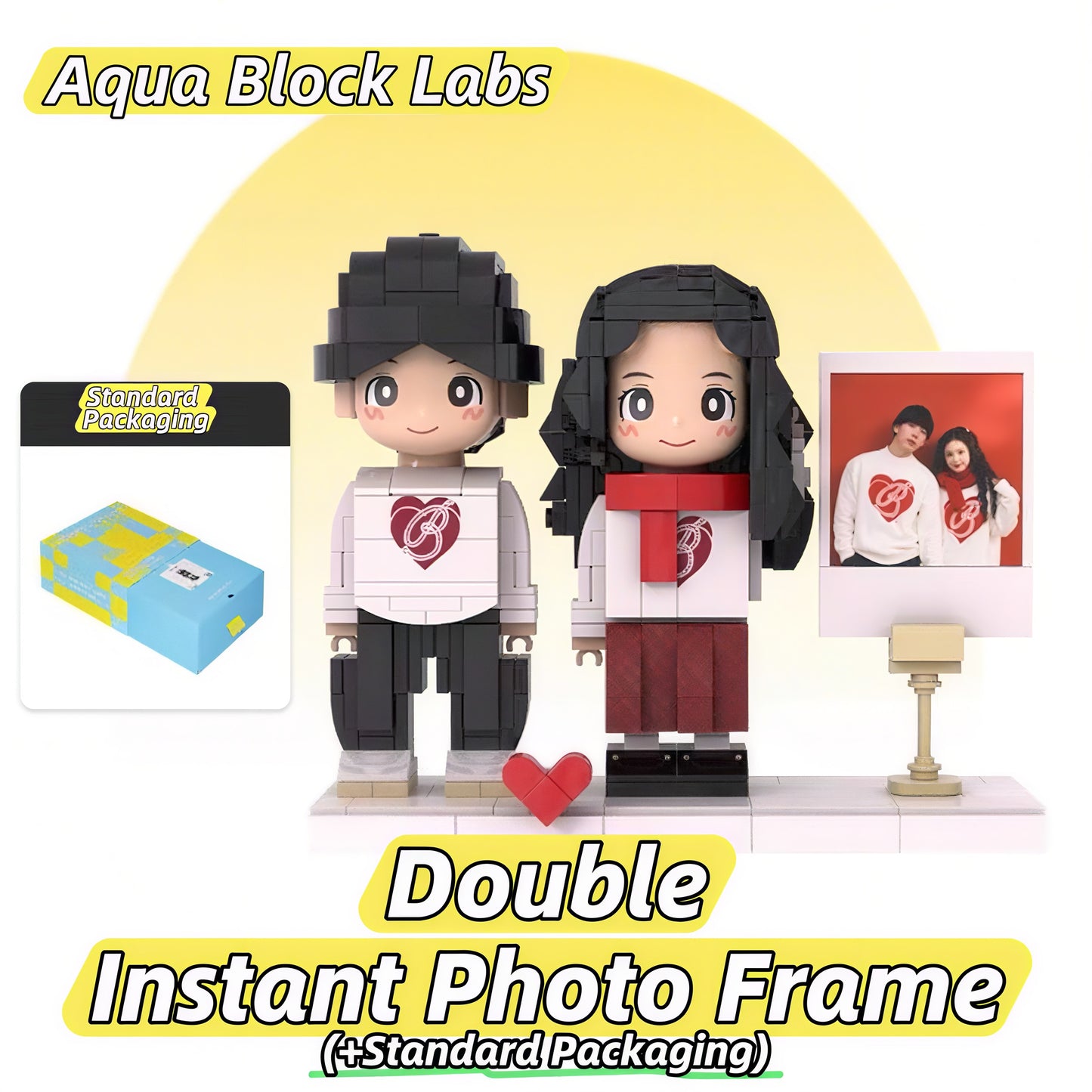 His & Hers Custom Photo Building Blocks Figurine- Personalized Love Figurine Set | Anniversary Gift