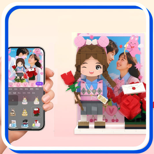 Anniversary Gift for Her-DIY Couple Photo Building Block Figurine