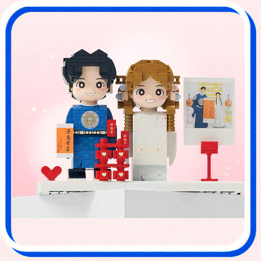 Wedding Gift for Newlyweds - Custom Couple Wedding Photo Building Block Figurine