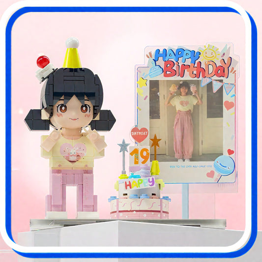 Romantic Gift for Her -Custom Couple Photo Building Block Figurine for Anniversary&Valentine's