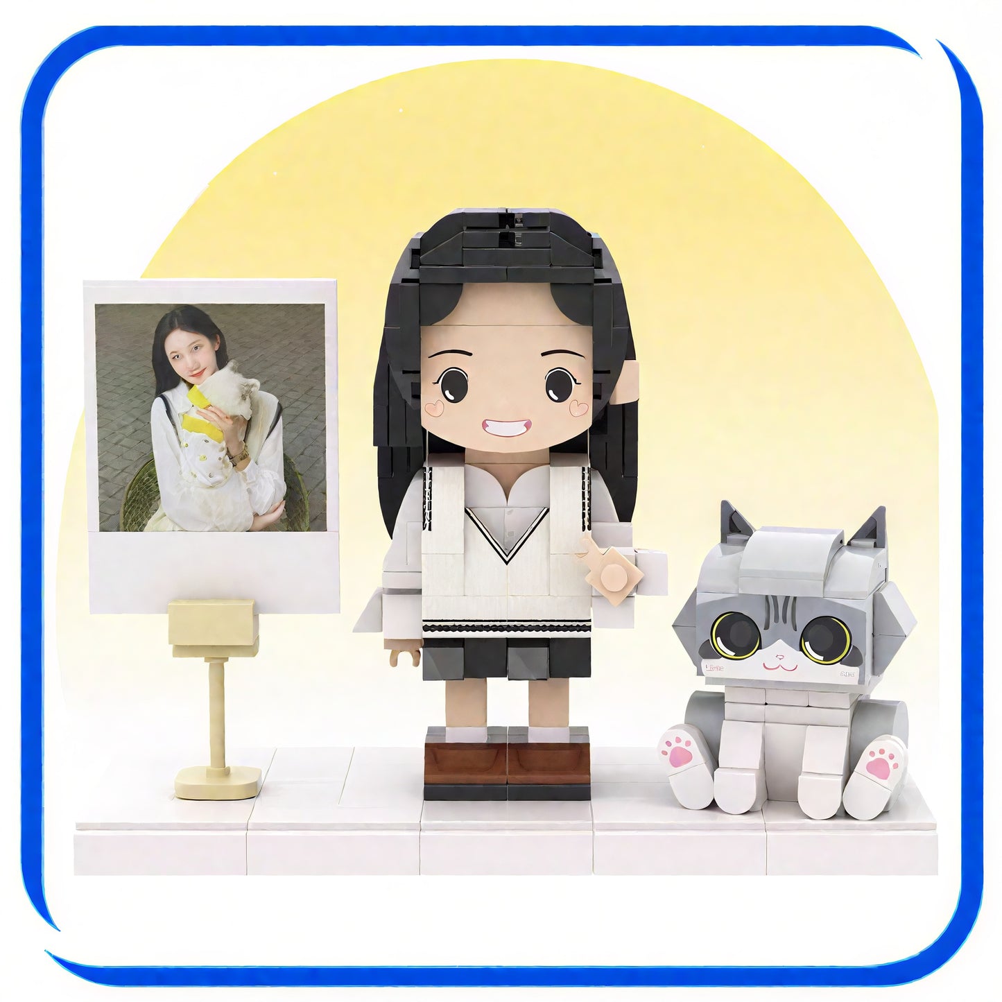 Custom Pet Lover Gift - Cat Photo Building Block Figurine