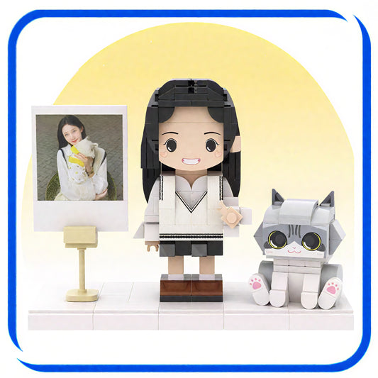 Custom Pet Lover Gift - Cat Photo Building Block Figurine