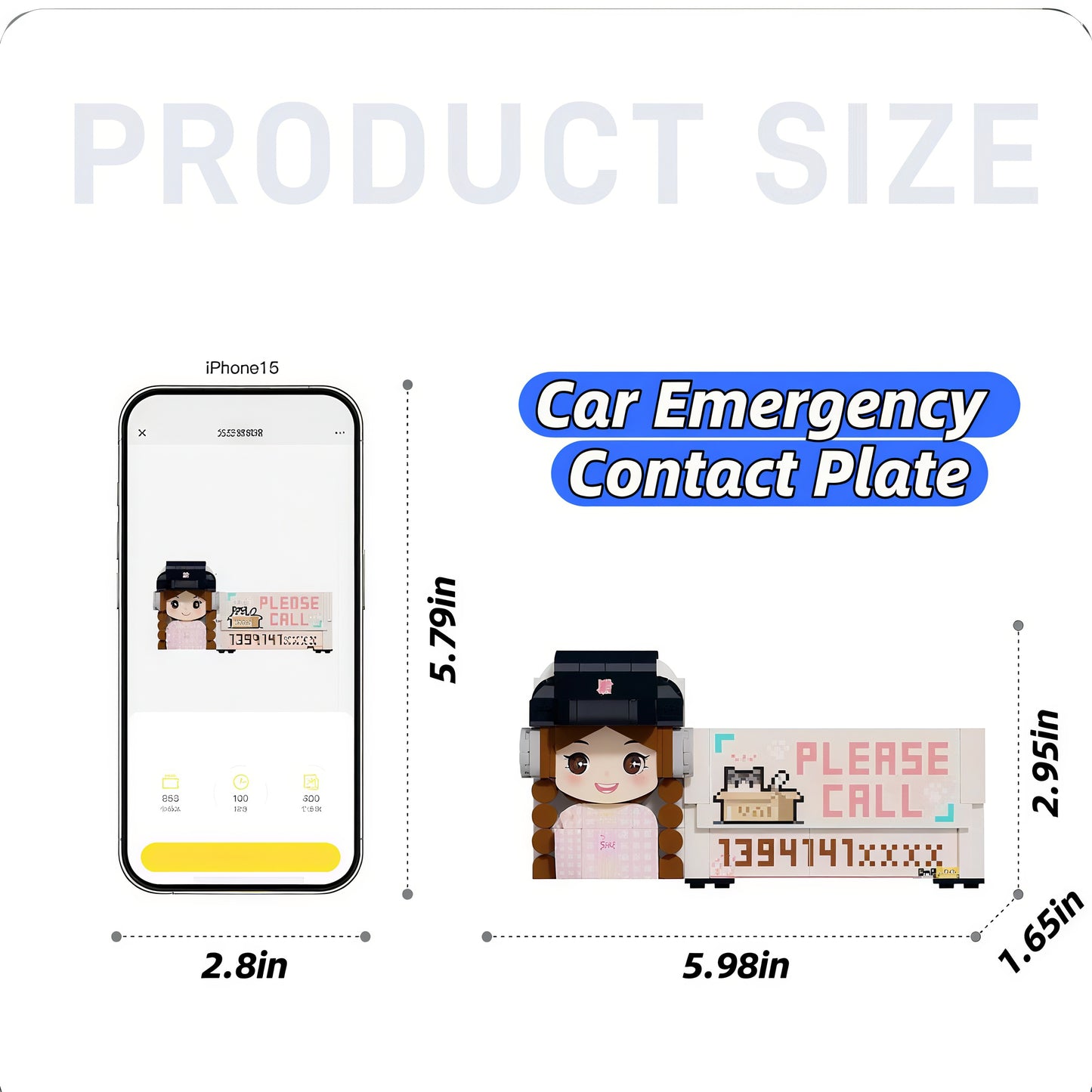 Car Emergency Sign-Custom Photo Building Block Figurine-Car decoration