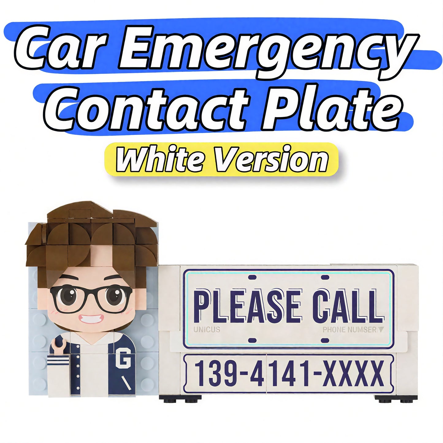 Car Emergency Sign-Custom Photo Building Block Figurine-Car decoration