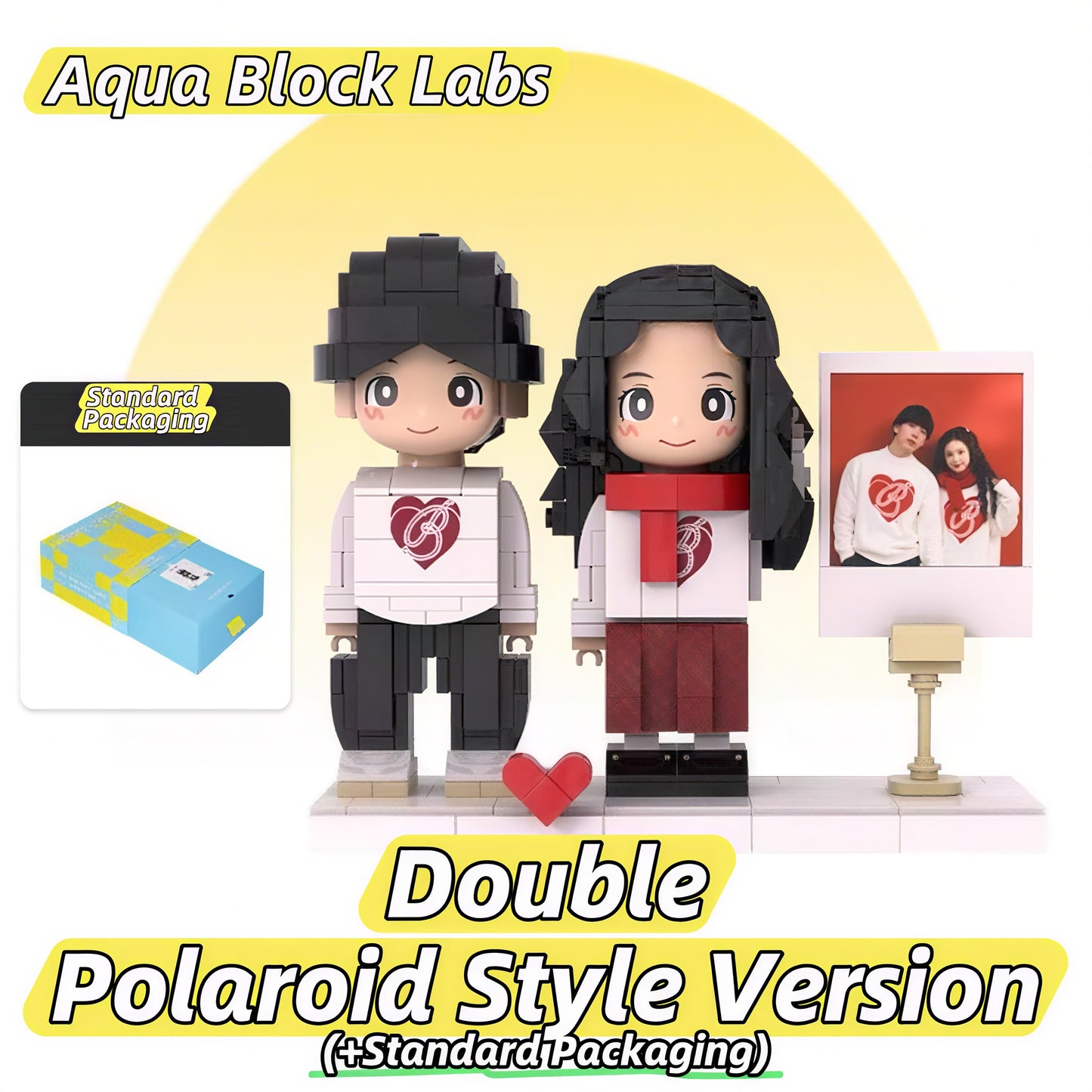 His & Hers Custom Photo Building Blocks Figurine- Personalized Love Figurine Set | Anniversary Gift